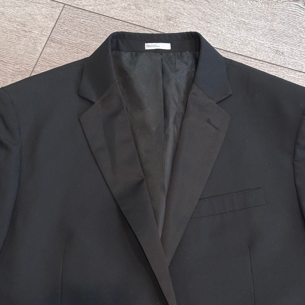 Nordstrom Rack Tuxedo Blazer Mens 48L Black Trim Fit Satin Lapel Formal Jacket - Picture 2 of 9